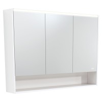Fie LED Mirror Matte White Shaving Cabinet With Under Shelf